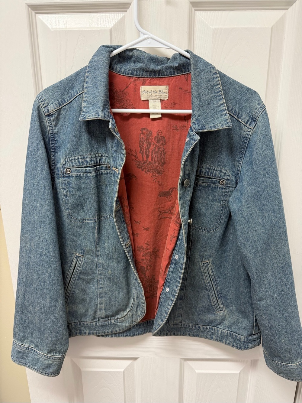 Women's Blue Denim Jacket with Rust Lining